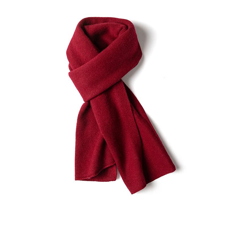 Men's Long Cashmere Knit Neck Warmer Scarf - Thickened Solid Color for Autumn and Winter