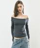 NICK&NICOLE Off Shoulder Long Sleeve Top_Charcoal