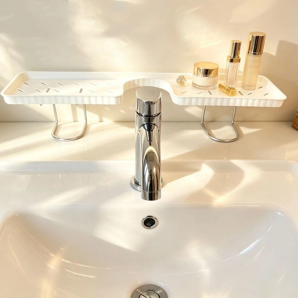 Large Capacity Bathroom Storage Rack No-Drill Faucet Drain Organizer Cosmetics Stand Washstand