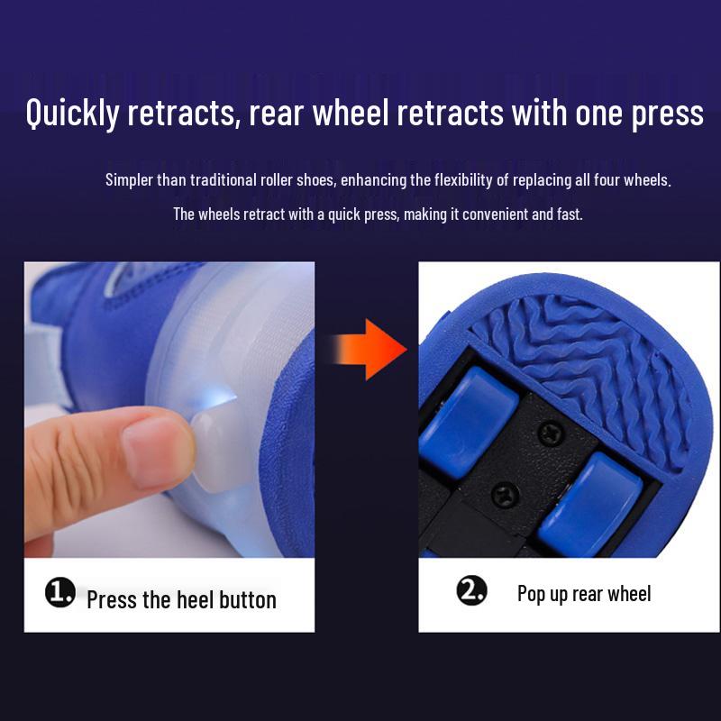 Kids' Light-Up Retractable Double-Wheel Roller Skate Shoes