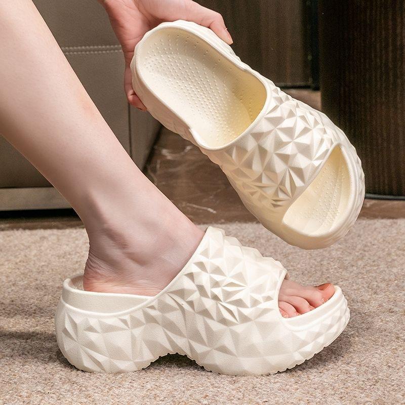 Elegantes Zapatillas de Arrastre Rectas de Fondo Grueso para Mujer, Nuevo Diseño de Diamantes, Zapatos de Playa Antideslizantes de Moda
