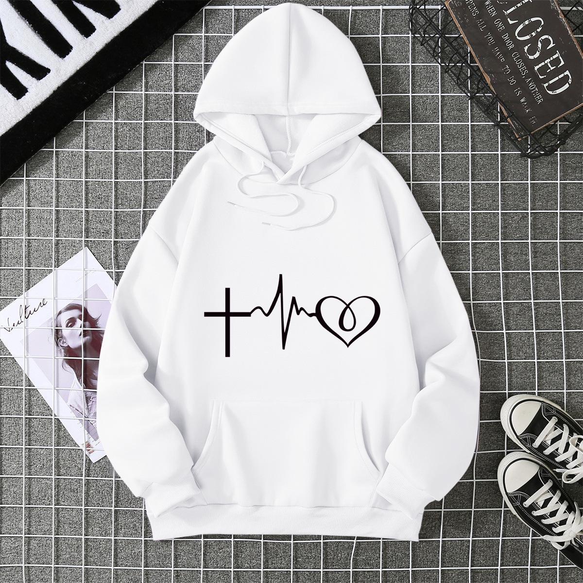 

European and American hot casual versatile letters loose hooded trendy women s clothing S