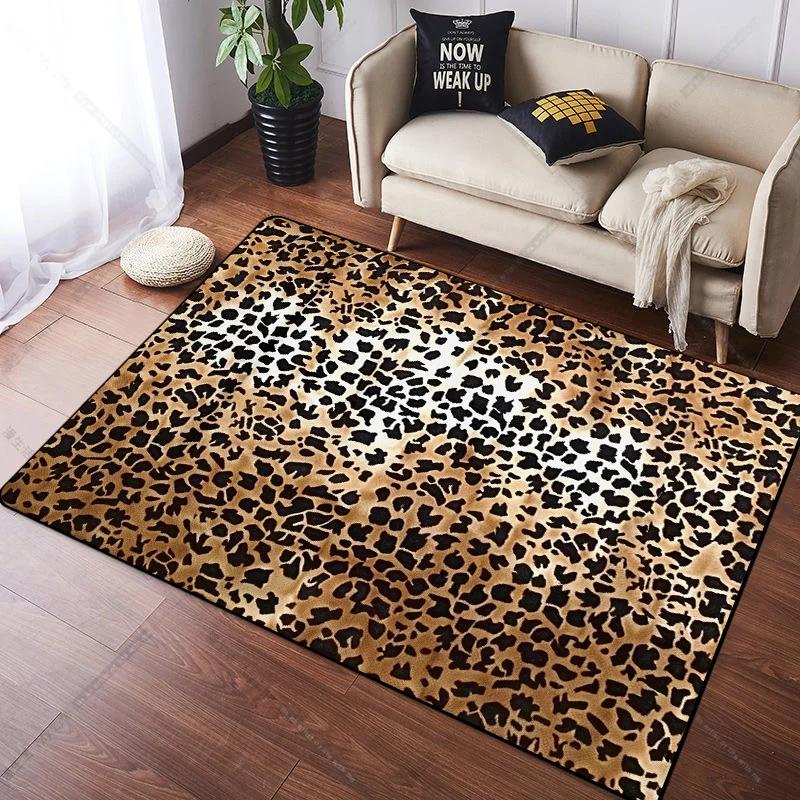 Abstract Style Leopard Soft Carpet Living Room Decoration Homesofa Area Large Sofa Side Rugs Non-slip Bedroom Floor Mat Washable