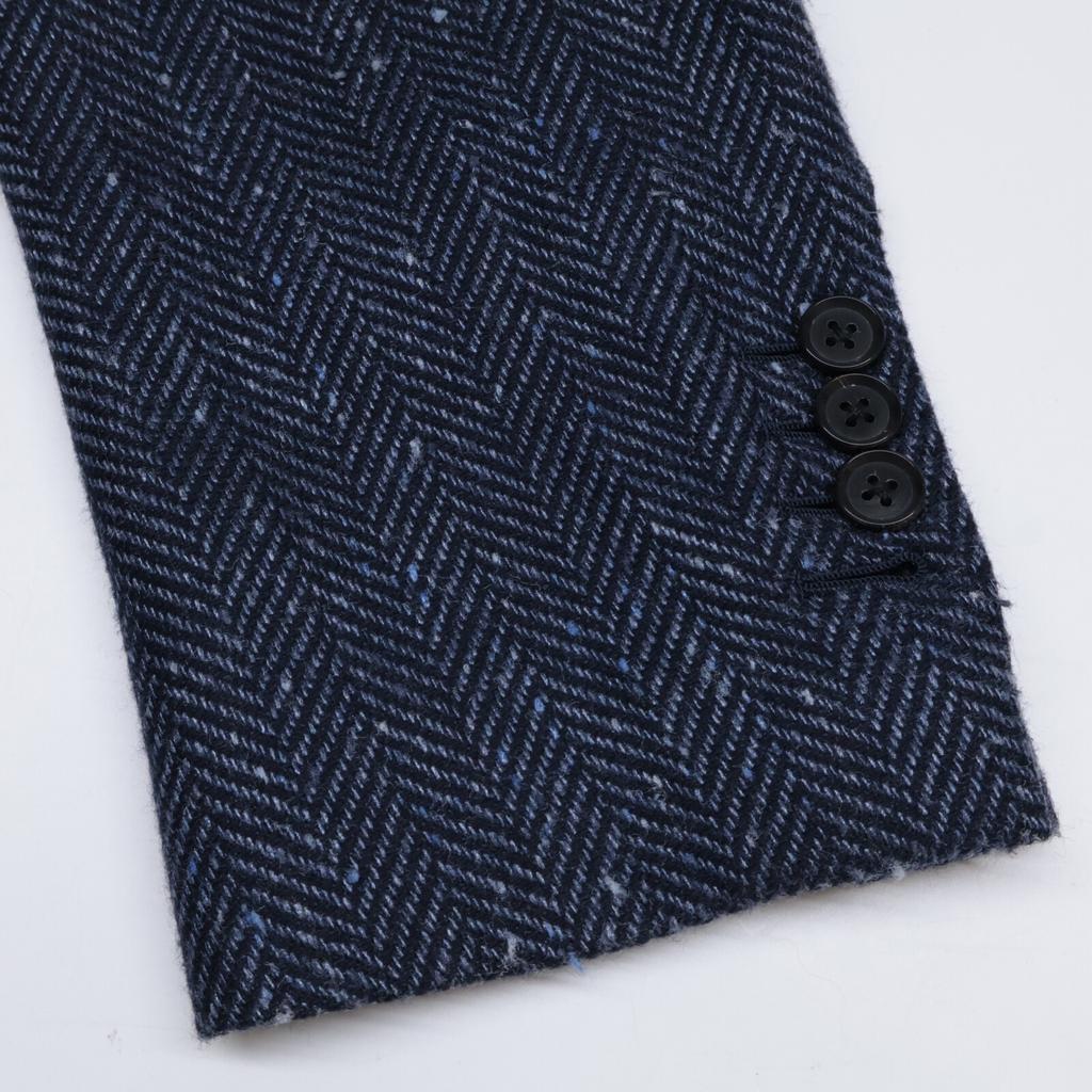 RING JACKET RP051S104 Jodełka Kaszmirex Jedwab 3G Klapy Ostre Marynarka Krawiecka Marynarka * Brak opisu rozmiaru. niebieskiUżywany