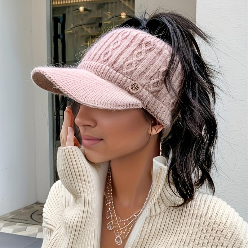 

1 шт. Бейсболка Элегантная вязаная повязка на голову Теплота Посадка Подарок Регулируемая Повседневная Плотная Универсальная Спортивная кепка Игривая Многоцветная розовый