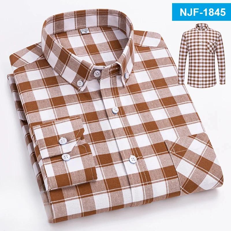 100% Cotton Oxford Long-sleeve Shirts for Men Slim Fit Formal Plain Shirt Soft Casual Plaid Designer White Striped Black Clothes
