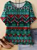 Fashion Loose T-Shirt Woman Elegant O-Neck Geometry Graphics Tee Shirt Printed Casual Woman Tops Outdoor Tshirts Summer Clothes