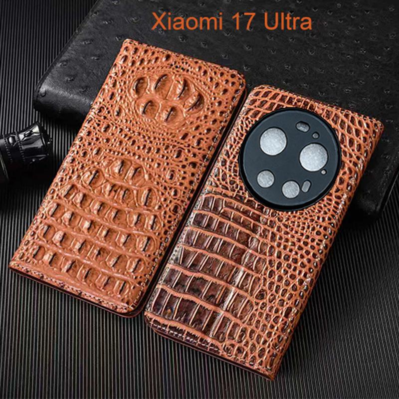 Husă Flip din Piele Naturală cu Gheară de Crocodil Pentru Xiaomi Mi 12 12T 13 13T 14 14C 14T 15 15S 15T 17 Pro Max Lite Ultra