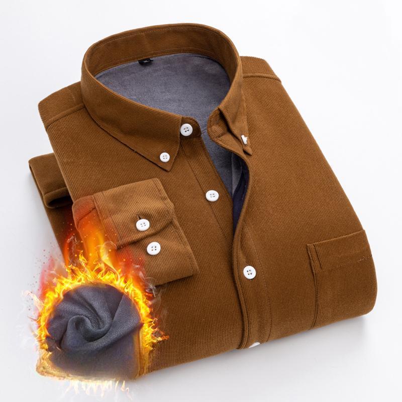 

Зимняя мужская флисовая утолщенная вельветовая рубашка с длинным рукавом, деловая повседневная однотонная рубашка, мужской топ 4XL