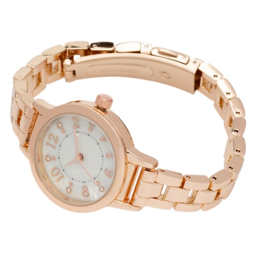 Fieldwork Women's Analog Watch with Metal Band, Shell-Like Stones, 5 ATM Water Resistance, Pink Gold and White, WP Michelle, MKM3514-3