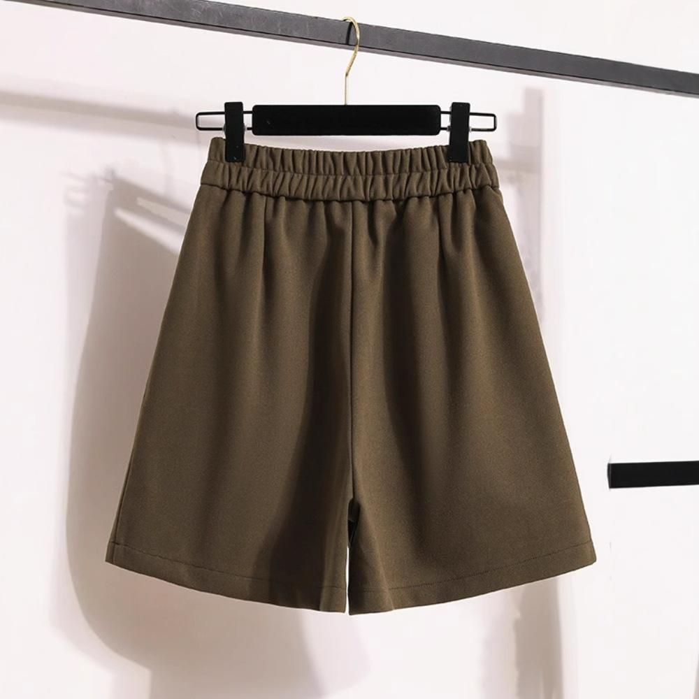 Large Size Autumn and Winter Loose Outer Wear Wide-leg Woolen Shorts Women's Fat and Thin High-waisted A-word Meat-covering Temperament Casual Pants