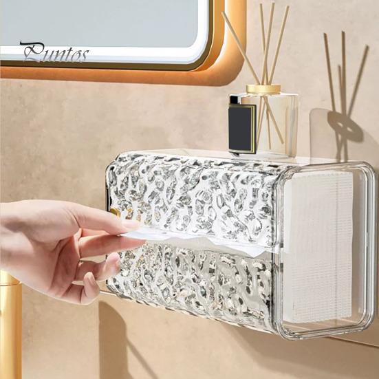 Tissue Box Wall-Mounted Tissue Storage Box Self-Adhesive Strong Load-Bearing Capacity Paper Towel Holder for Home