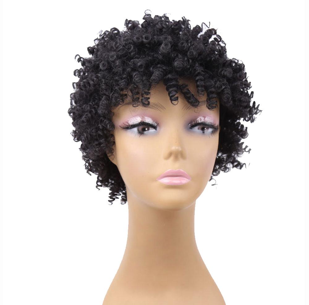 Afro verworrene lockige Amir-Perücken, Kunsthaar, kurze natürliche schwarze Ombre-Braun-Perücke, Perücke für schwarze Frauen