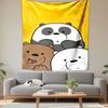 We Bare Bears Panda Grizzly Ice Bear Cartoon Yellow Wall Tapestry Cute Anime Decor for Kids Bedroom Dorm Gift