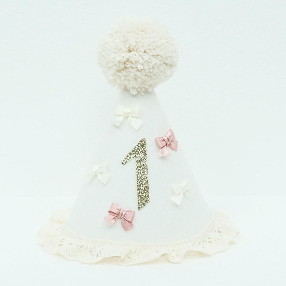 Sweet Bow Birthday Hat Handcrafted Pom Pom Lace Ruffle Hat Princess Birthday Hat Children's Party