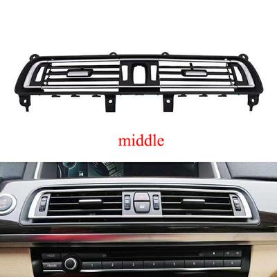Salida de rejilla de ventilación de aire acondicionado, izquierda, centro y derecho, primera fila, con placa cromada, para BMW 7 Series F02 730 735 745