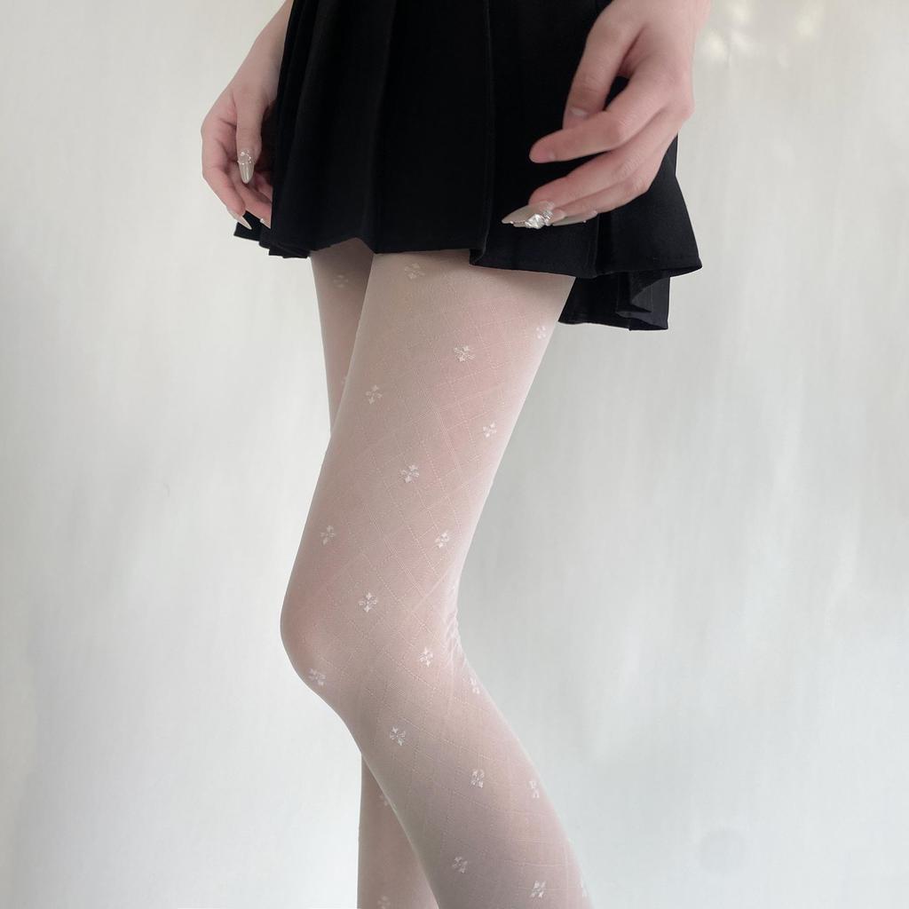 2024 Spring/Summer Core-Spun Jacquard Stockings: Ultra-Thin Slimming Socks with Polka Dots & Hearts