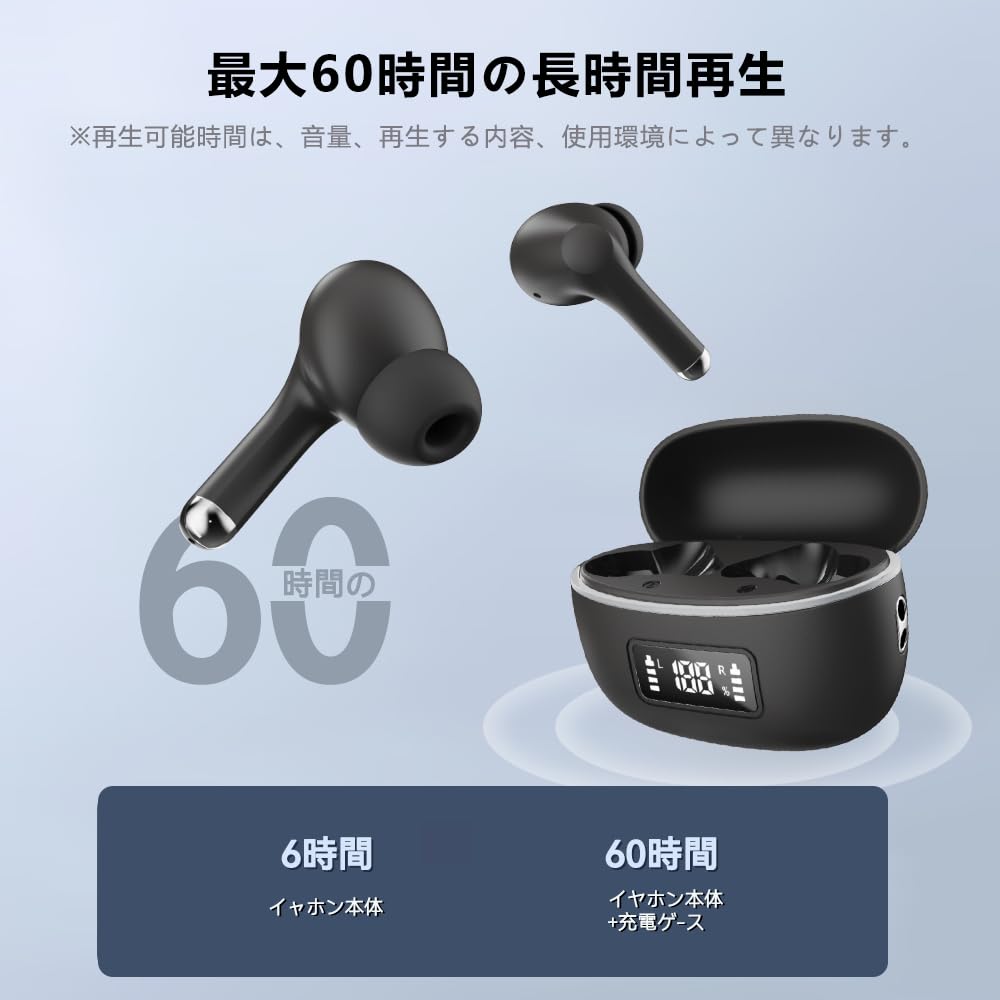 Wireless Bluetooth Earbuds with 6 Silicone AI Smart ENC IPX7 Up to 60 Hours of 2026 Latest Bluetooth Sound Low Instant for Web and Compatible with