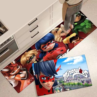 Entrance Front Door Doormat Miraculouss-L-Ladybugs Non-slip Kitchen Rug Living Room Rugs Balcony Bathroom Foot Mat Floor Mats