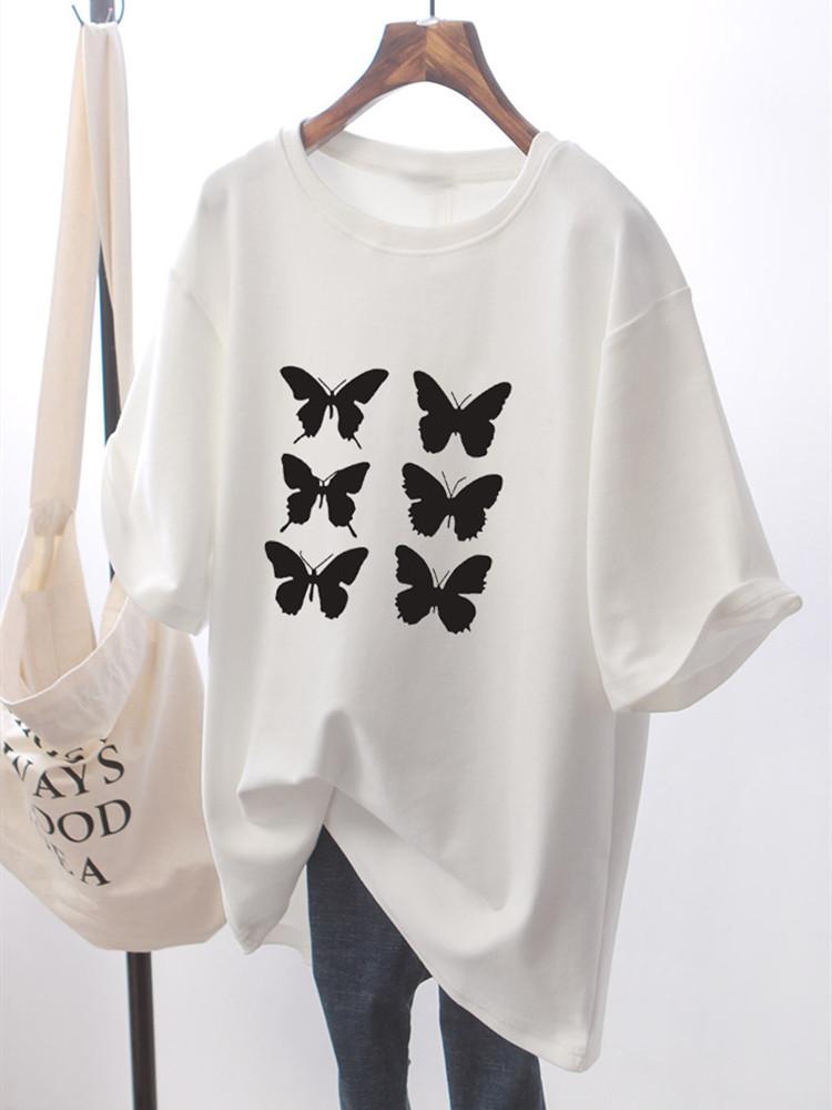 Pure White T-shirt Women's Loose Short-sleeved Pure Cotton T-shirt Medium and Long Large Size Summer Women's New Models