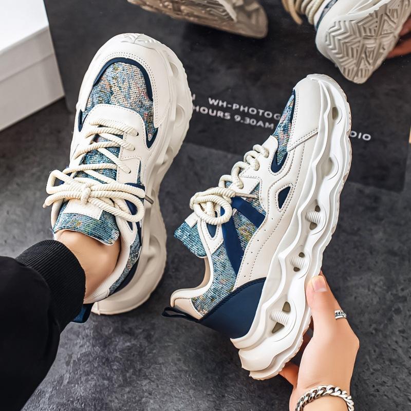 Ins Papa-Schuhe Herren Internet-Berühmtheit Explosion Herbst und Winter atmungsaktive Canvas Freizeitsportschuhe erhöhte Plateauschuhe Laufschuhe