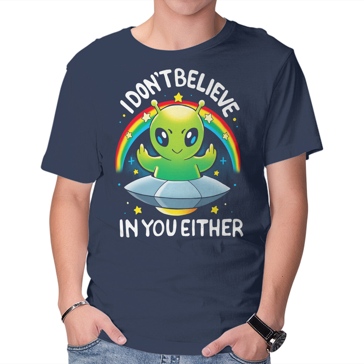 Unisex Crew Neck T-Shirt I Don t Believe In You Either Graphic Short Sleeve Casual Tee XXXXL