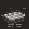 JINGRX Rectangular 5-Compartment Disposable PP Meal Boxes