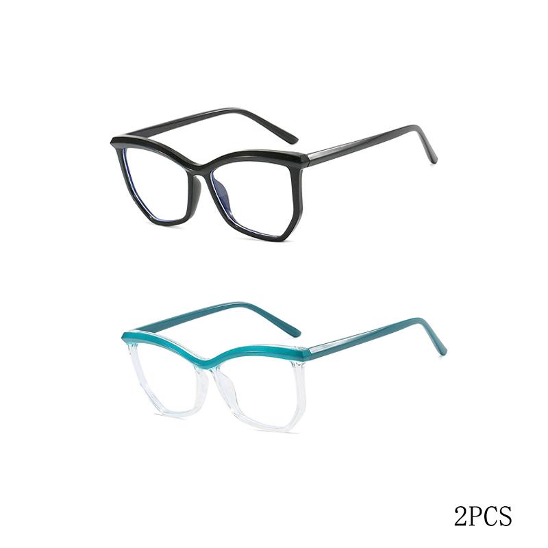 Irregular Polygonal Eyebrow Flat Mirror, Anti Blue Light Cat Eye Personalized Eyeglass Frame, Fashionable Commuting Frame 1027