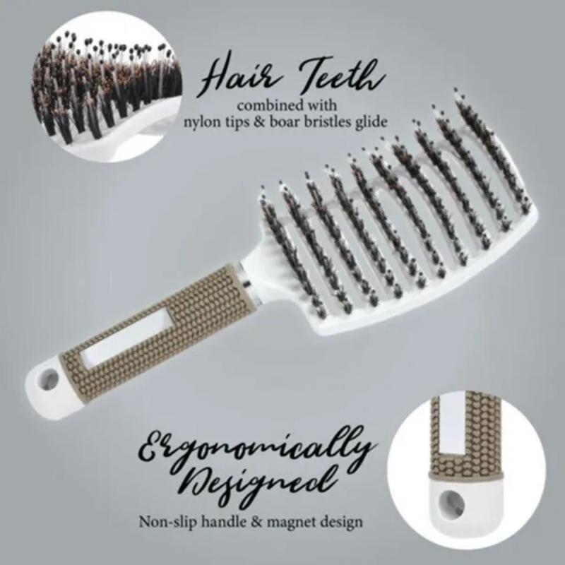Detangling Nylon Bristle Brush Women Men Hair Scalp Massage Comb Hairbrush