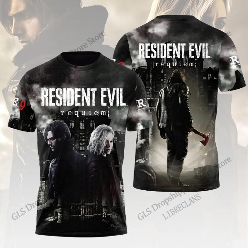 Summer New Vintage Resident Evil 3d Print T-shirt Men Women Fashion Hip Hop Plus Size Streetwear Short Sleeve Tops Tees Kids