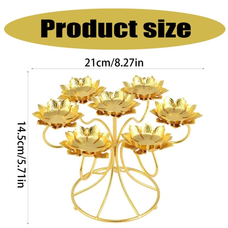 Butter Lamp Holder Coppers Candlestick Candle Holder Seven Lamp Holder Lotuses Buddhas Lamp Base