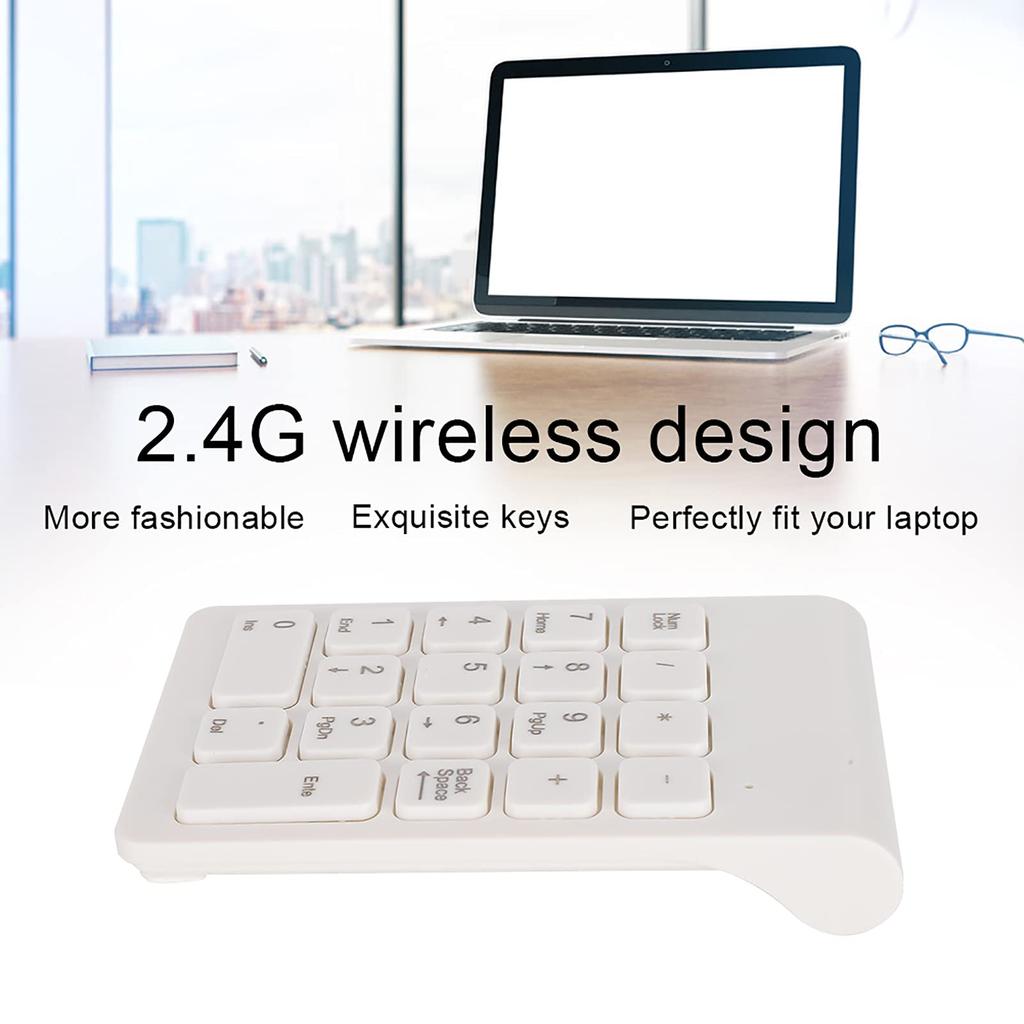 Wireless Numeric Keypad, 2.4GHz Portable Numeric Keypad with USB Receiver, Ergonomic Lightweight External Numeric Keypad, Mini PC Computer Accessory