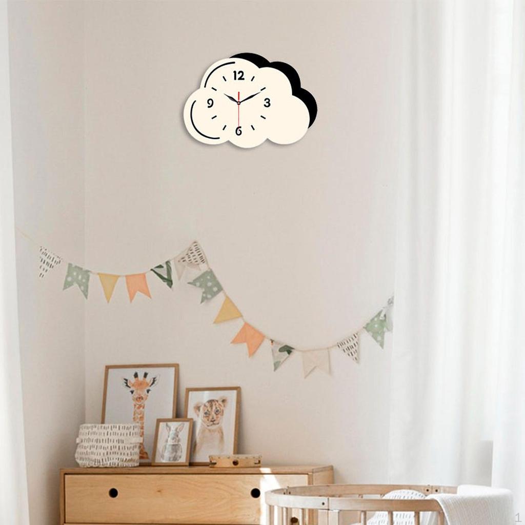 Wolken Wanduhr Dekor, Leise Uhr, Dekorativ für Wohnzimmer Schlafzimmer Kinder