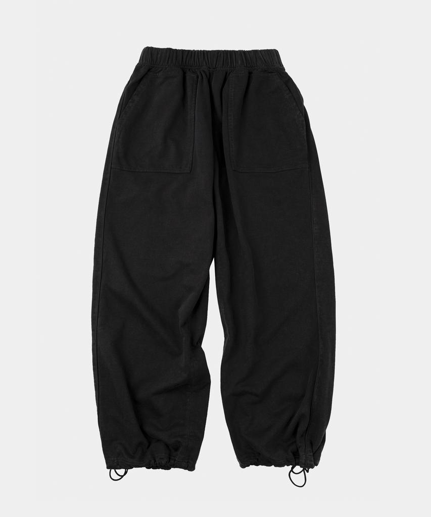 LETTERCOMO Heavy Cotton Garment Piping Wide Sweatpants Black