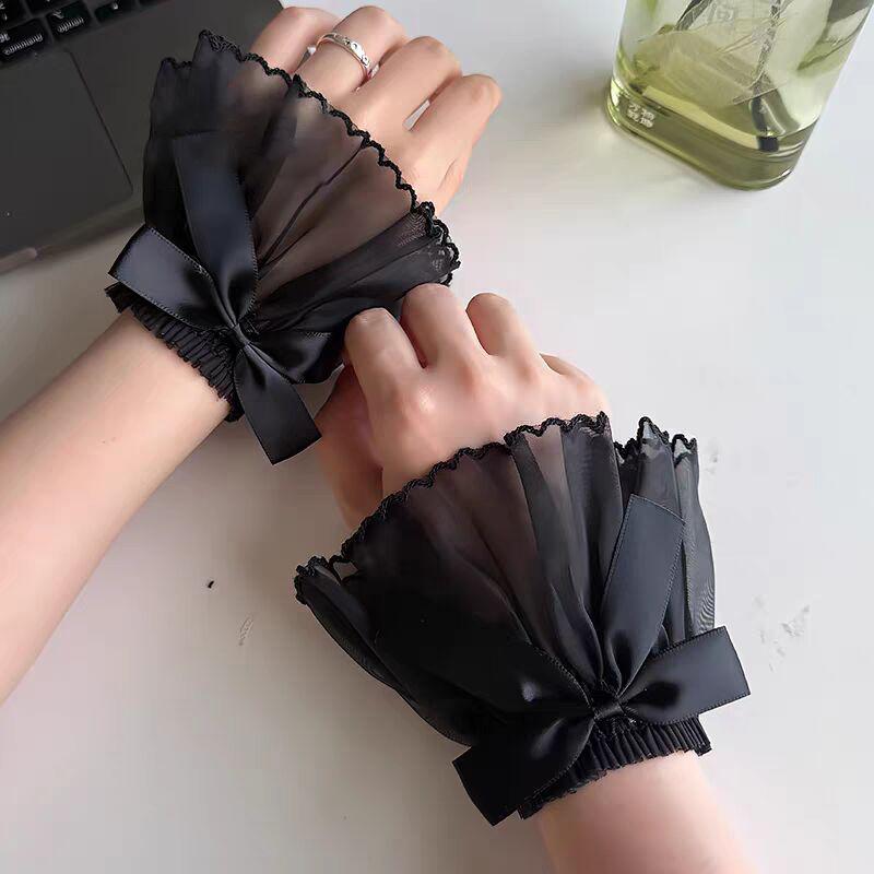 

Lace Cute Decorative Flared Sleeves Sweater Ornaments Detachable Tulle Wrist Cuffs Lolita Maid Cosplay Accessories