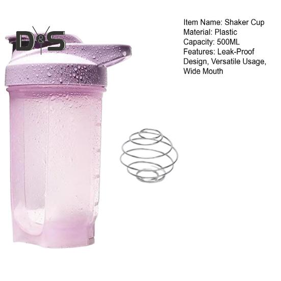 Protein Shaker Cup with Blender Ball 500ml Wide Mouth Shaker for Easy Mixing Portable Whey Protein Shaker Bottle for Sports Travel Camping