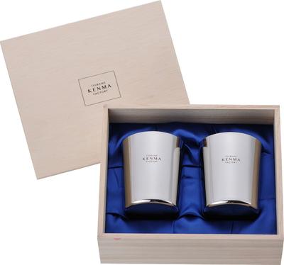 Wahei Phrases Tumbler Alkohol Kaffee Tsubamejiro Fabrik 260ml 2er-Set Holzbox Edelstahl Doppelschichtig Hergestellt in Japan Warm/Kalt TM-9859