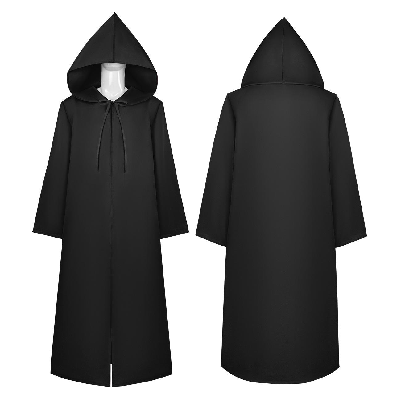 

Взрослый плащ на Хэллоуин с капюшоном средневековый костюм ведьмы колдовство вампира Хэллоуин плащ волшебника халат платье пальто S