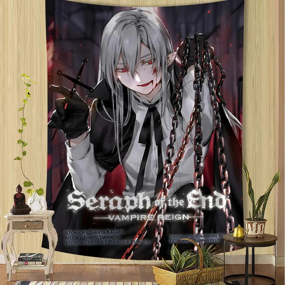 Anime Seraph of The End Printed Large Wall Tapestry Hanging Tarot Hippie Wall Rugs Dorm Home Decor