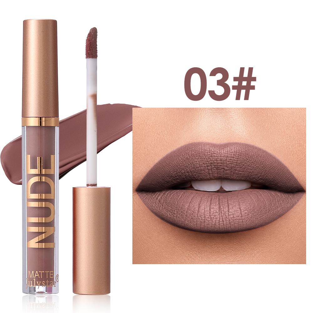 Julystar NUDE Matte Liquid Lipstick, Long Lasting Waterproof Velvet Lip Gloss, Non-Stick Cup Smudge-Proof Lip Tint