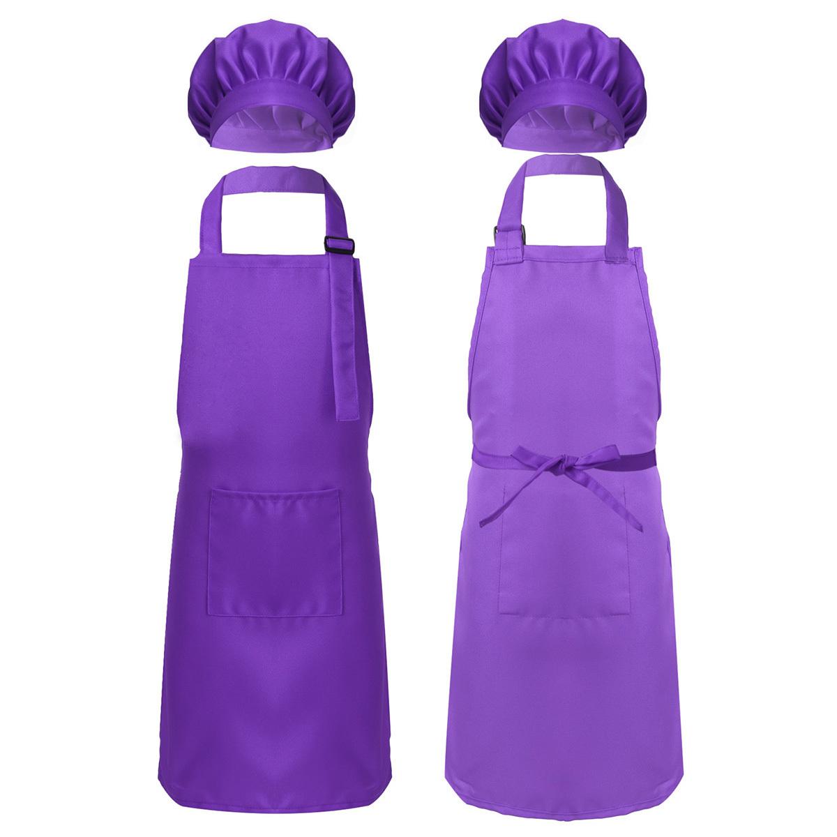 

Дитячий фартух і набір капелюхів шеф-кухаря Дитячий регульований нагрудник Фартух для милих хлопчиків і дівчаток Кухонний фартух для приготування їжі, випікання, малювання, навчальний одяг 4-8 Years фіолетовий