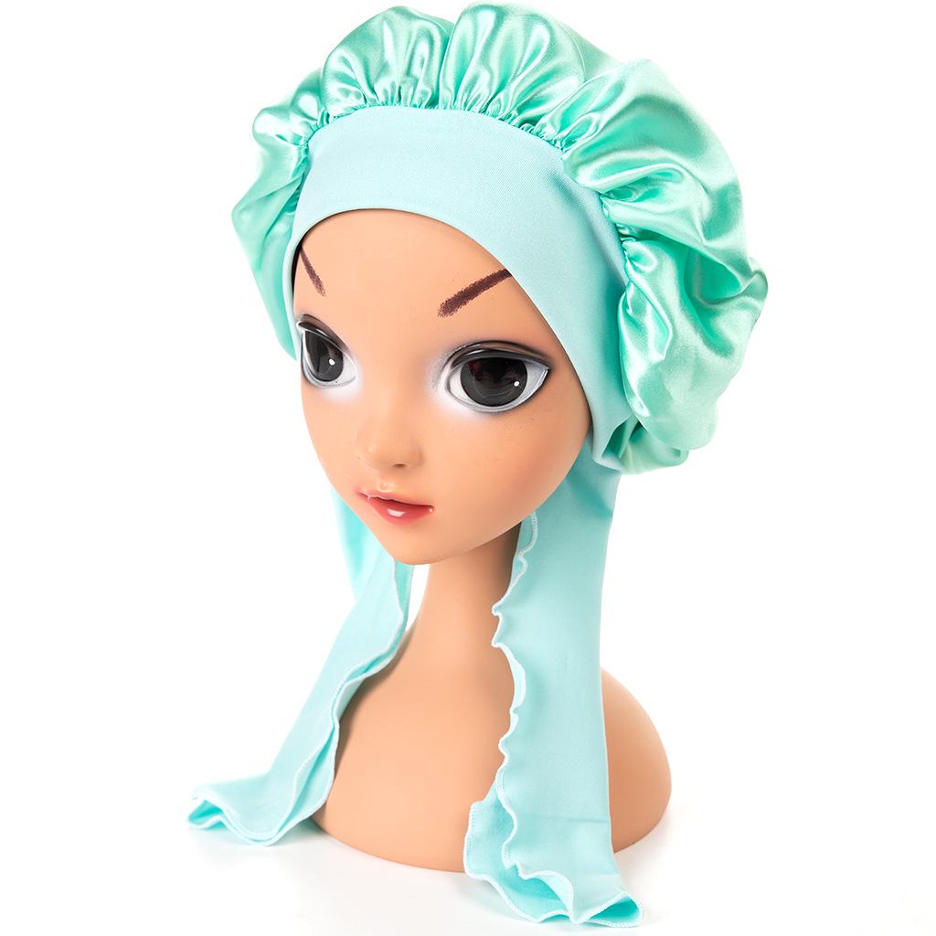 Kinder-Schlafhaube aus reinem Satin mit Bändern