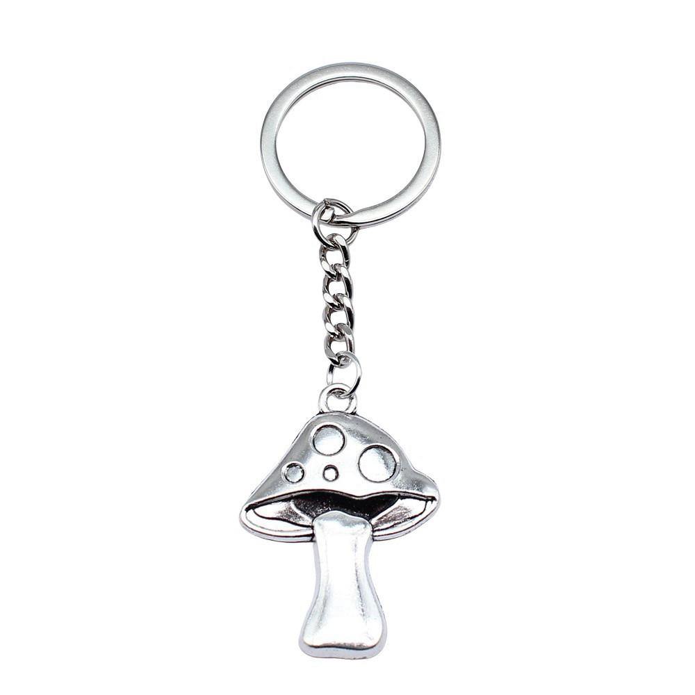 Pendants Mushroom Charm Branch Keychain Leaf Key Ring 28mm