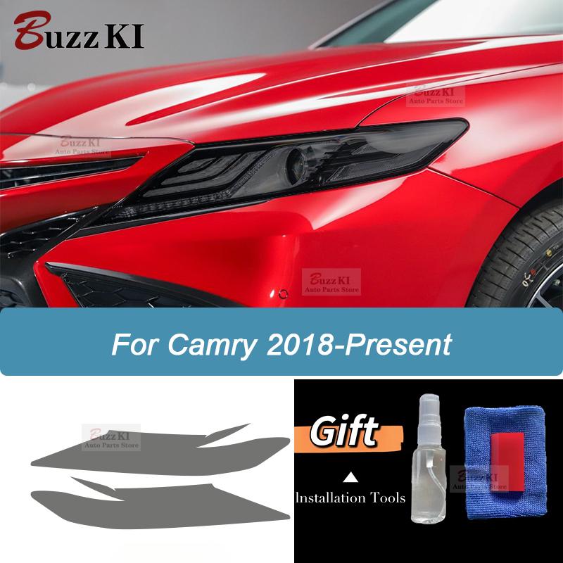 Car Headlight Protective Film Smoke Black Tint Wrap Transparent TPU Sticker For Toyota Camry XV70 2018