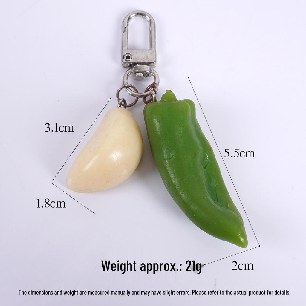 Creative Vegetable Keychain: Red, Green, Yellow Pepper & Garlic Toy Pendant