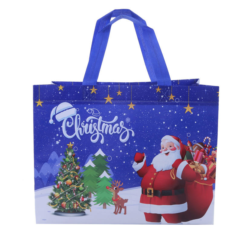 5pcs Print Handbag Christmas Gift Bag Foldable Shopping Bag Beach Bag Folding Storage Bag Cartoon Non Woven Bag Large Capacity