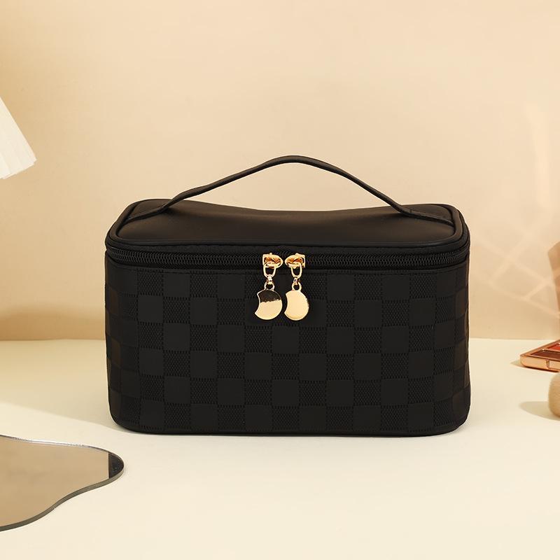 Simple checkerboard cosmetic bag women's high-end sense large-capacity storage bag waterproof portable travel toilet bag
