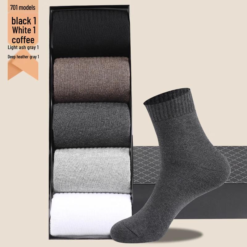 LangSha Men s Thermal Fleece Mid-Calf Socks - 5-Pair Pack