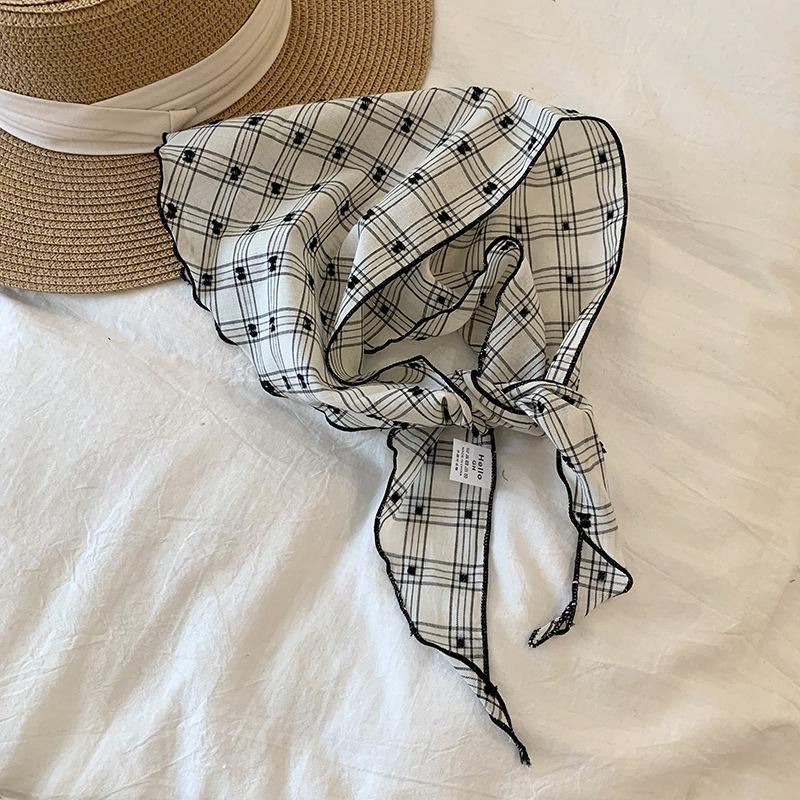 Headscarf Summer Women's Pastoral Spring and Summer Fashion Small Scarf Silk Scarf Tied Headband Triangle Scarf Scarf Women's Silk Scarf