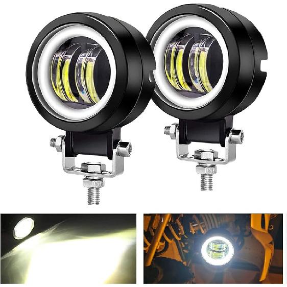 Kairiyard 3Inch LED Motorcycle Driving Lights 60W 6000K Auxiliary Spotlights With DRL/Angel Eye Off Road Light Pod 6000Lm LED Fog Work Light For 3inch Motorcycle Light